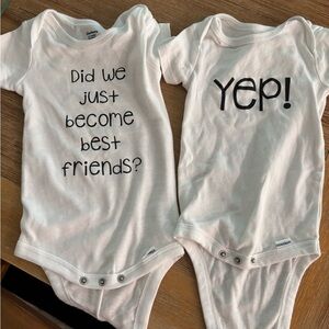 Gerber White Baby Bodysuits / twins or baby besties